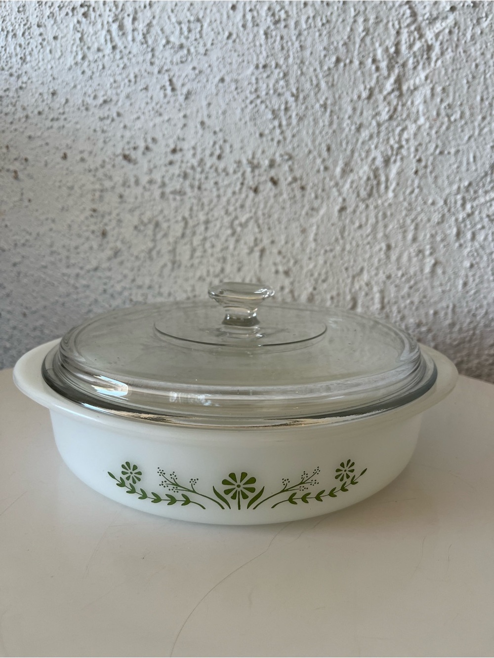 GLASBAKE 8" Casserole Dish leaf and floral